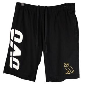 OVO October's Very Own Black/White Sweat Shorts Drawstring Pants Owl Logo Large